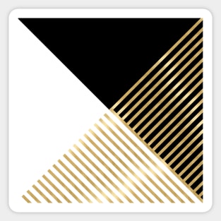 Black White Geometric Gold Stripes Modern Design Sticker